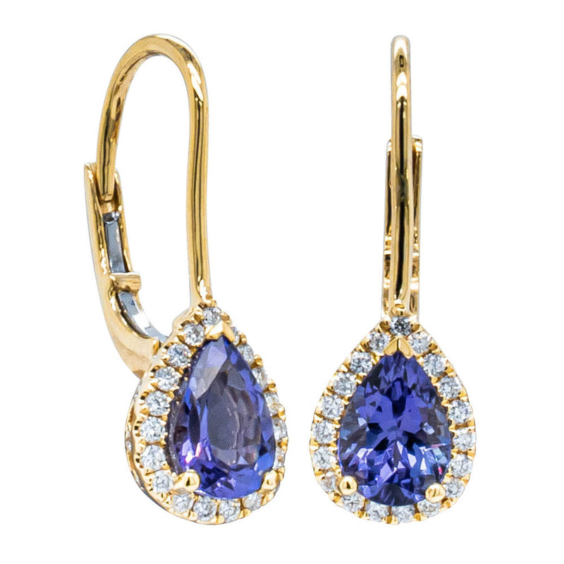 18ct Yellow Gold 1.66ct Tanzanite & Diamond Mini Sierra Earrings-Earrings-Walker & Hall
