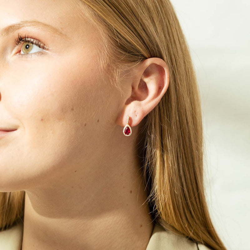 18ct Yellow Gold 1.93ct Ruby & Diamond Earrings-Earrings-Walker & Hall