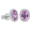 18ct White Gold Pink Sapphire & Diamond Earrings-Earrings-Walker & Hall