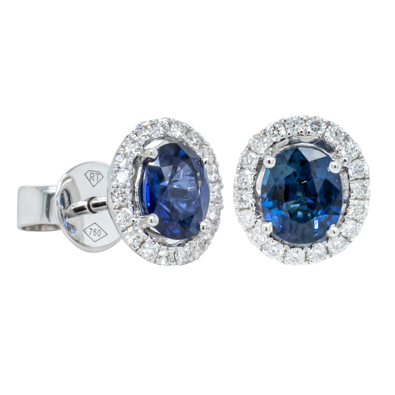 18ct White Gold 1.23ct Sapphire & Diamond Earrings-Earrings-Walker & Hall