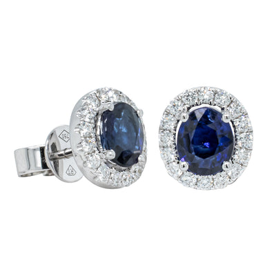 18ct White Gold 1.43ct Sapphire & Diamond Earrings-Earrings-Walker & Hall