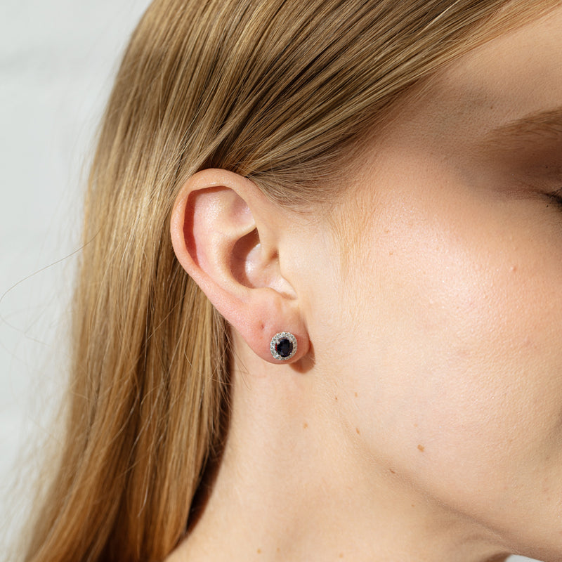 18ct White Gold 1.43ct Sapphire & Diamond Earrings-Earrings-Walker & Hall