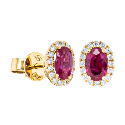 18ct Yellow Gold .92ct Ruby & Diamond Earrings-Earrings-Walker & Hall