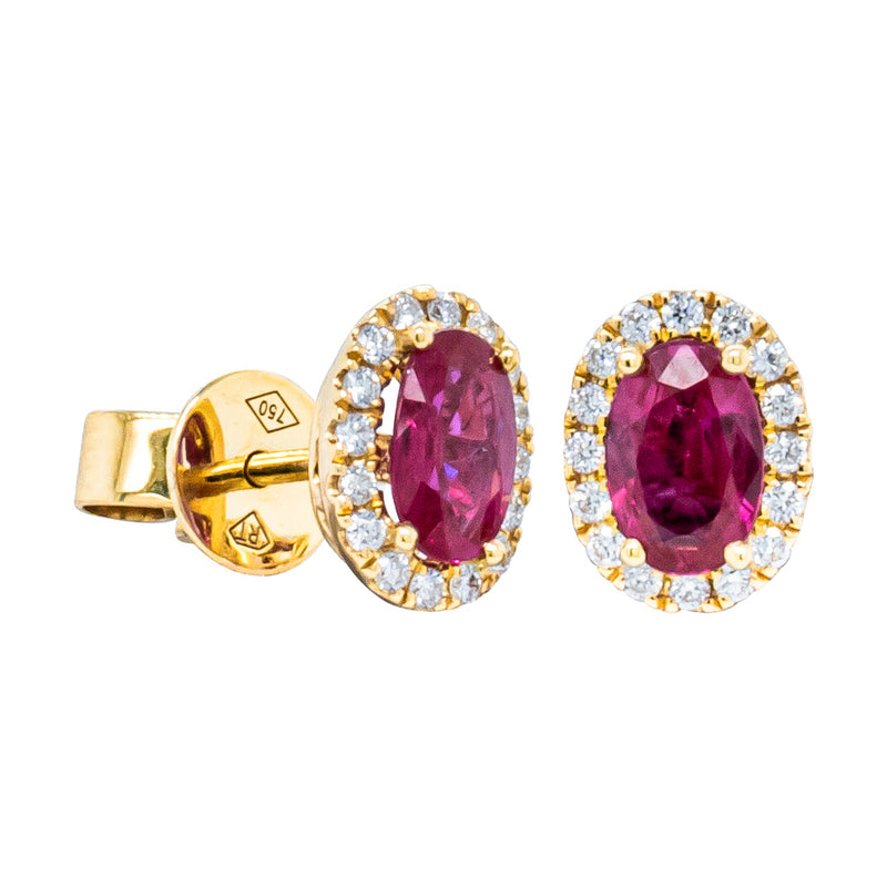 18ct Yellow Gold .92ct Ruby & Diamond Earrings-Earrings-Walker & Hall