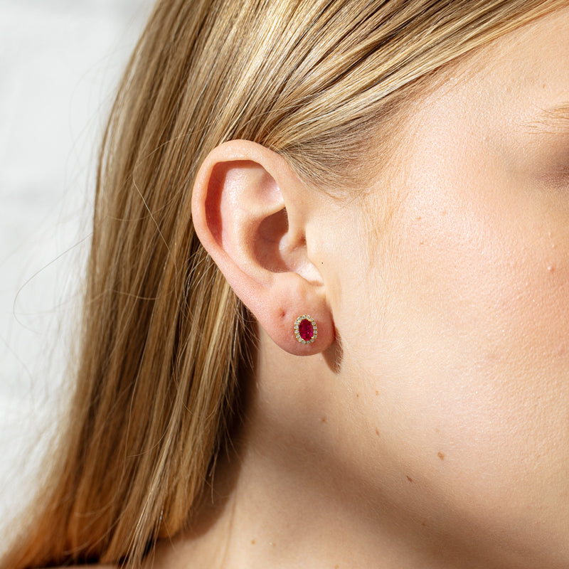 18ct Yellow Gold .92ct Ruby & Diamond Earrings-Earrings-Walker & Hall