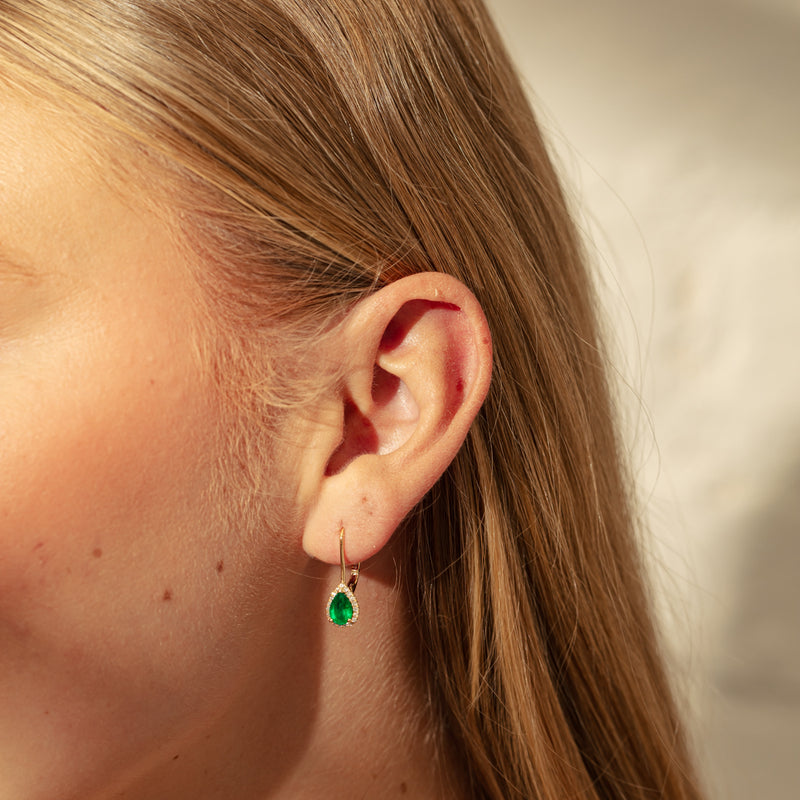 18ct Yellow Gold 1.32ct Emerald & Diamond Mini Sierra Earrings-Earrings-Walker & Hall