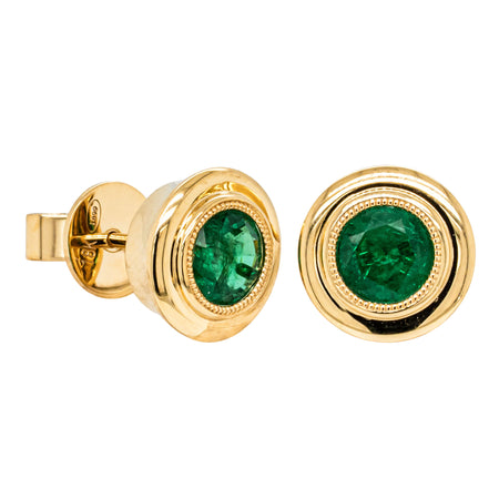 18ct Yellow Gold 1.63ct Emerald Windsor Earrings-Earrings-Walker & Hall