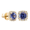 18ct Yellow Gold 1.85ct Tanzanite & Diamond Peony Earrings-Earrings-Walker & Hall