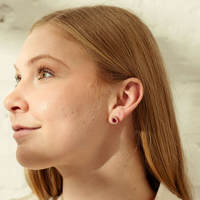 18ct Yellow Gold 2.09ct Ruby & Diamond Belle Earrings-Earrings-Walker & Hall