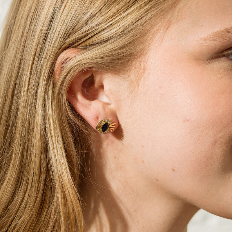 Vintage 18ct Yellow Gold 2.00ct Sapphire & Diamond Earrings-Earrings-Walker & Hall