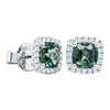 18ct White Gold 1.94ct Green Sapphire & Diamond Peony Earrings-Earrings-Walker & Hall