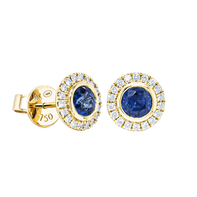 18ct Yellow Gold 1.20ct Sapphire & Diamond Isla Earrings-Earrings-Walker & Hall