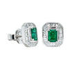 Deja Vu 18ct White Gold Emerald & Diamond Earrings-Earrings-Walker & Hall