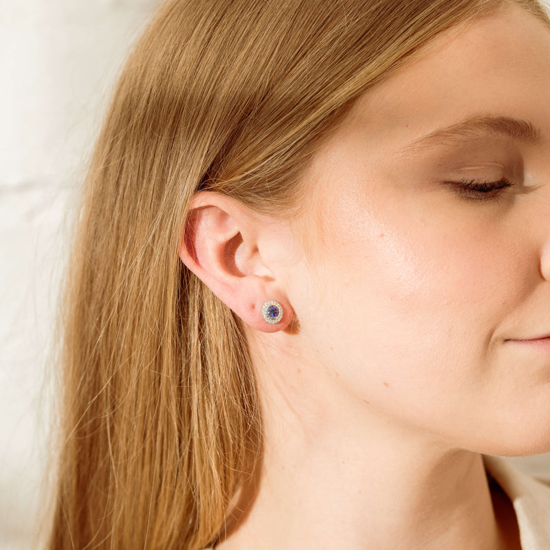 18ct White Gold 1.40ct Sapphire & Diamond Isla Earrings-Earrings-Walker & Hall