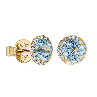 18ct Yellow Gold 1.66ct Aquamarine & Diamond Nina Earrings-Earrings-Walker & Hall
