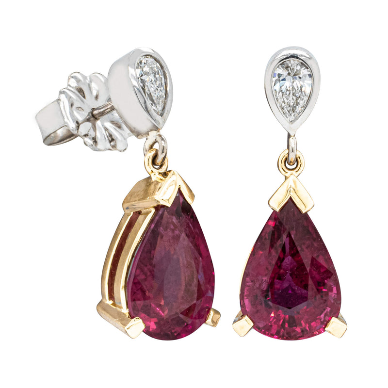 Deja Vu 14ct Yellow and White Gold Tourmaline & Diamond Earrings-Earrings-Walker & Hall