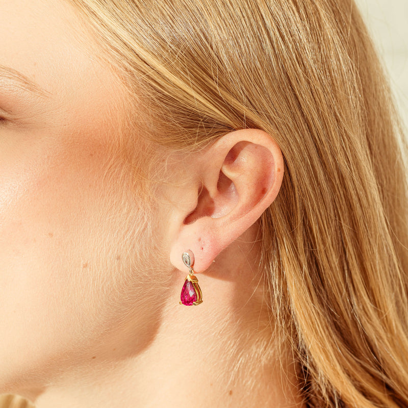 Deja Vu 14ct Yellow and White Gold Tourmaline & Diamond Earrings-Earrings-Walker & Hall