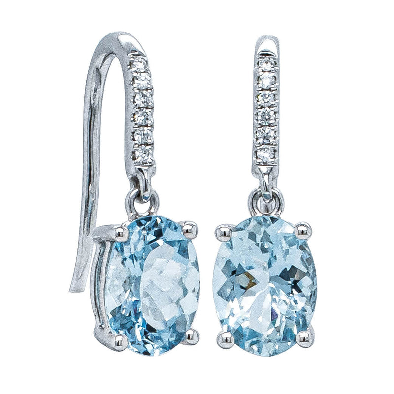 18ct White Gold Aquamarine & Diamond Lulu Earrings-Earrings-Walker & Hall