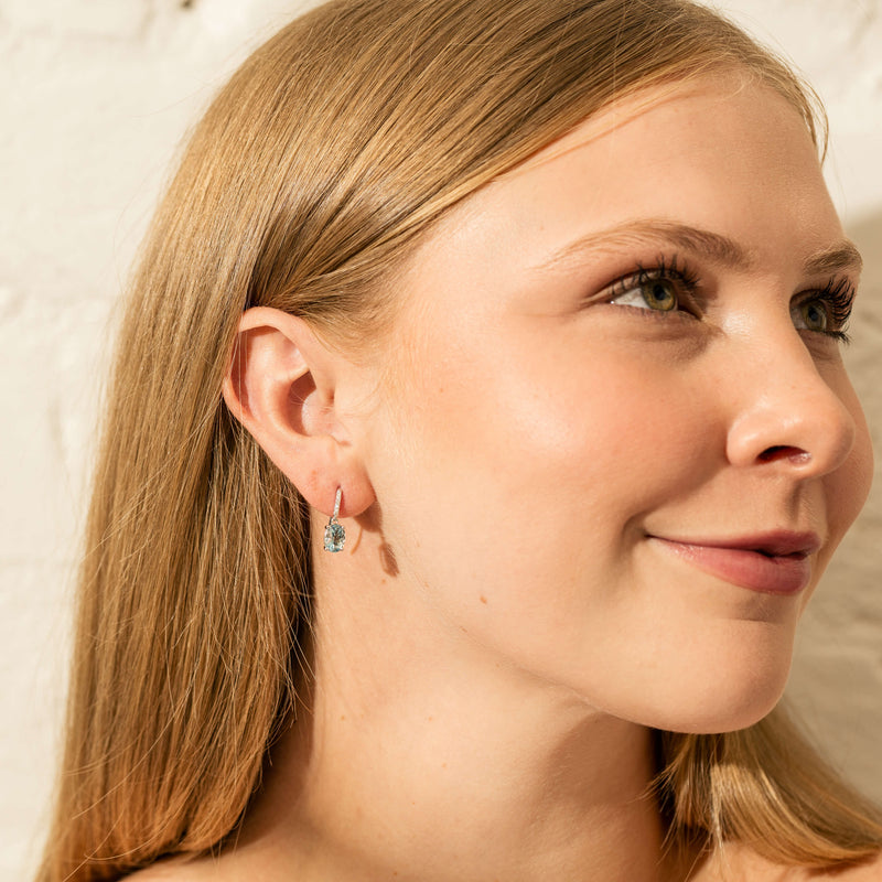 18ct White Gold Aquamarine & Diamond Lulu Earrings-Earrings-Walker & Hall