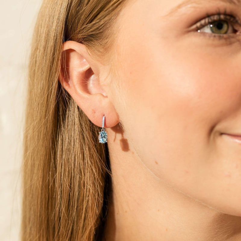 18ct White Gold Aquamarine & Diamond Lulu Earrings-Earrings-Walker & Hall