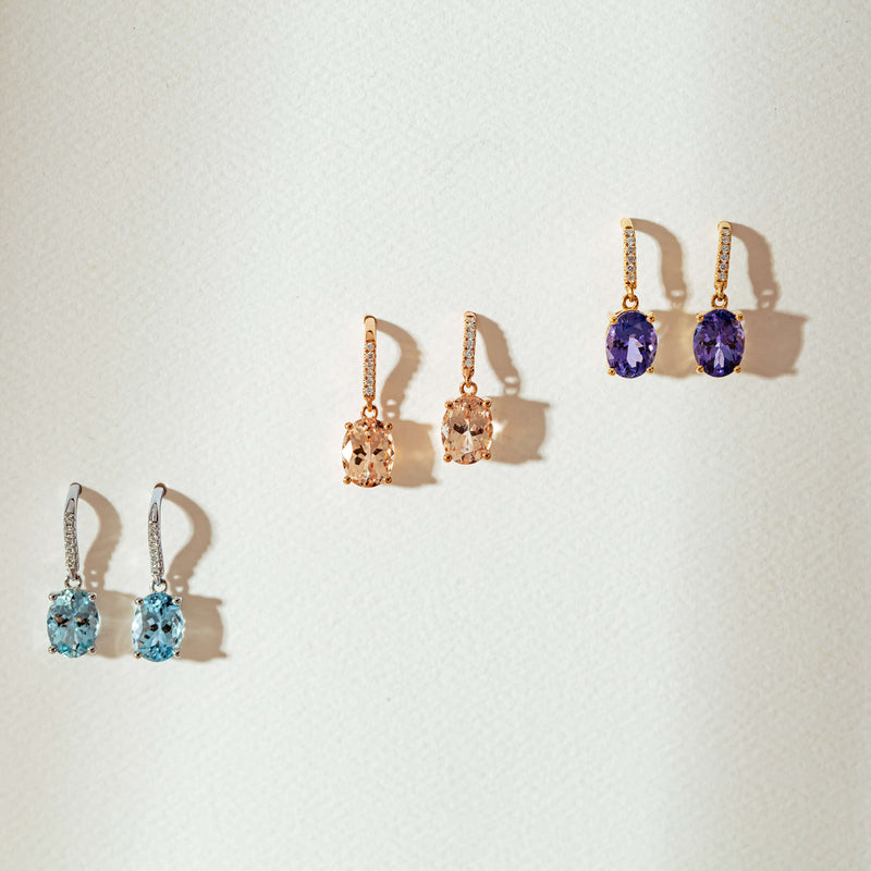 18ct White Gold Aquamarine & Diamond Lulu Earrings-Earrings-Walker & Hall