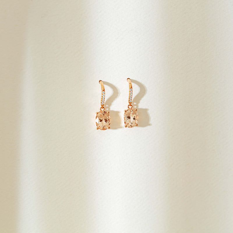 18ct Rose Gold Morganite & Diamond Lulu Earrings-Earrings-Walker & Hall