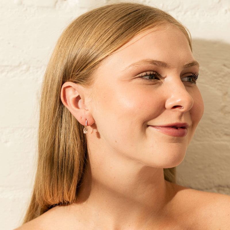 18ct Rose Gold Morganite & Diamond Lulu Earrings-Earrings-Walker & Hall