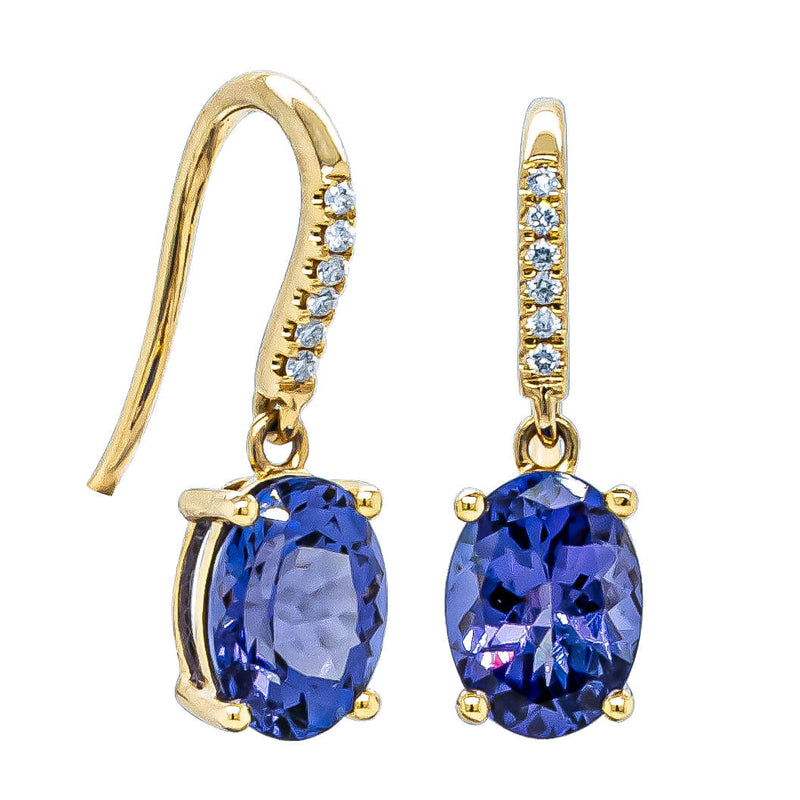 18ct Yellow Gold Tanzanite & Diamond Lulu Earrings-Earrings-Walker & Hall