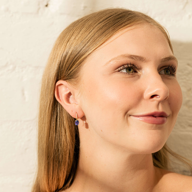 18ct Yellow Gold Tanzanite & Diamond Lulu Earrings-Earrings-Walker & Hall