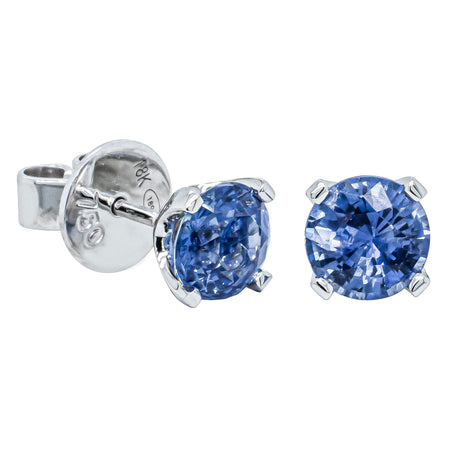 18ct White Gold Sapphire Blossom Stud Earrings-Earrings-Walker & Hall