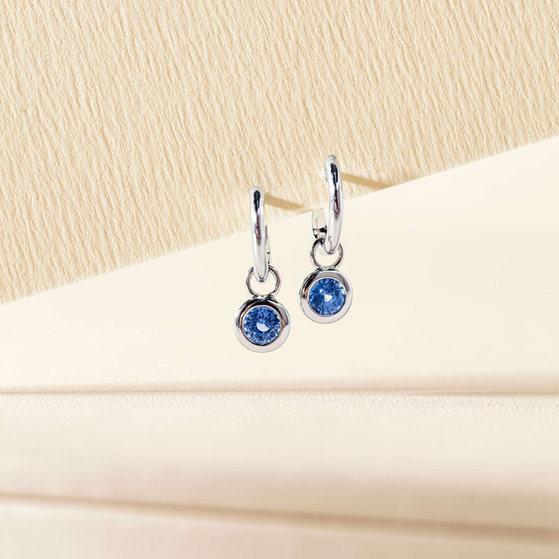 18ct White Gold .74ct Sapphire Natalia Hoop Earrings-Earrings-Walker & Hall