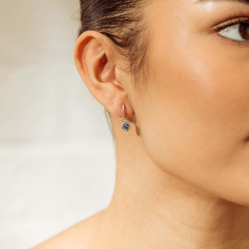 18ct White Gold .74ct Sapphire Natalia Hoop Earrings-Earrings-Walker & Hall