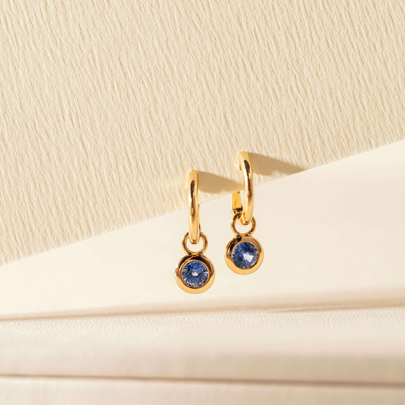 18ct Yellow Gold .74ct Sapphire Natalia Hoop Earrings-Earrings-Walker & Hall