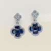 18ct White Gold 1.91ct Sapphire & Diamond Quatrefoil Earrings - Earrings - Walker & Hall