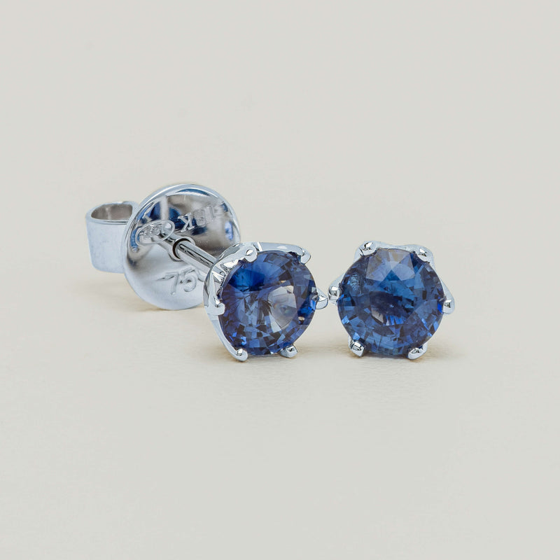 18ct White Gold 1.30ct Sapphire Lily Stud Earrings - Earrings - Walker & Hall
