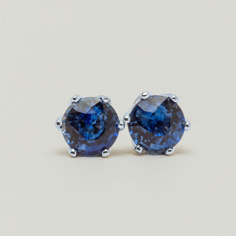 18ct White Gold 1.30ct Sapphire Lily Stud Earrings - Earrings - Walker & Hall