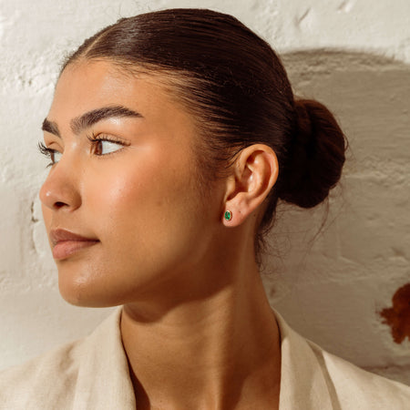 18ct Yellow Gold .80ct Emerald Natalia Stud Earrings - Earrings - Walker & Hall