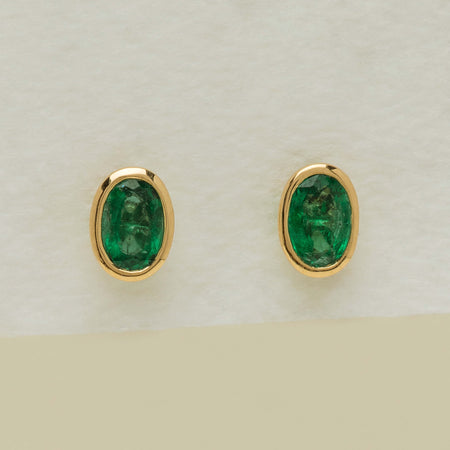 18ct Yellow Gold .80ct Emerald Natalia Stud Earrings - Earrings - Walker & Hall
