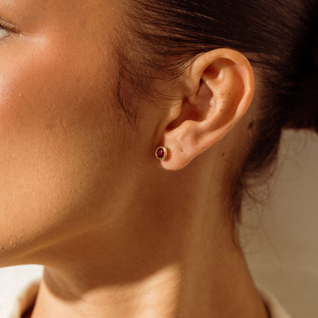 18ct Yellow Gold 1.00ct Ruby Natalia Stud Earrings - Earrings - Walker & Hall