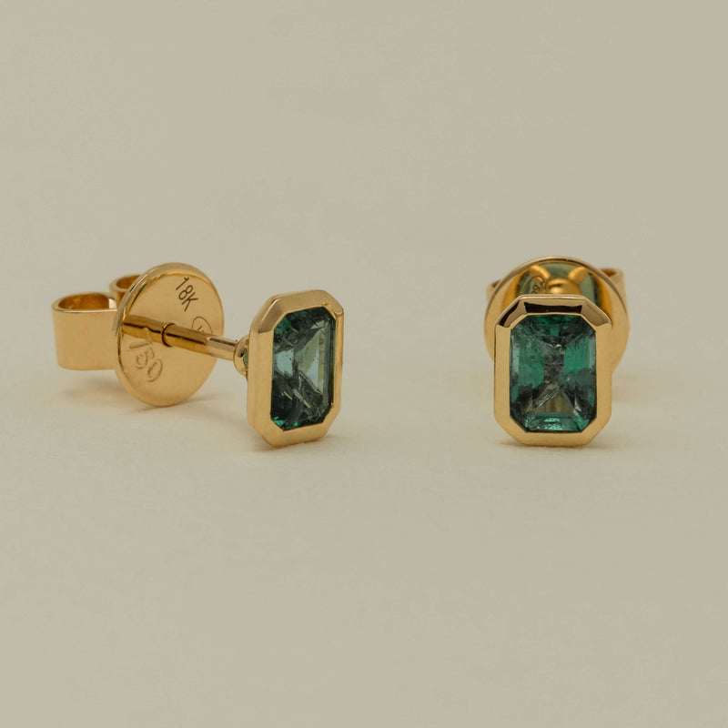 18ct Yellow Gold .59ct Emerald Natalia Stud Earrings - Earrings - Walker & Hall