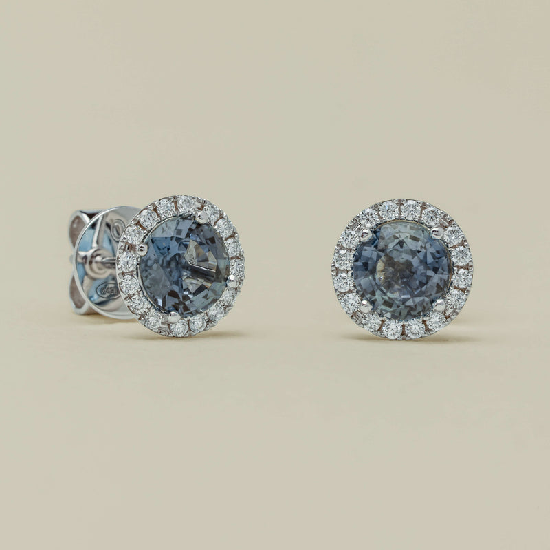 18ct White Gold 2.07ct Sapphire & Diamond Nina Earrings - Earrings - Walker & Hall