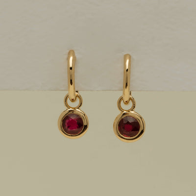 18ct Yellow Gold Ruby Natalia Hoop Earrings - Earrings - Walker & Hall