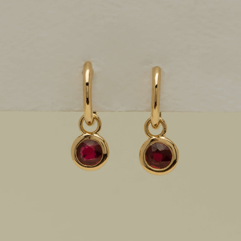 18ct Yellow Gold Ruby Natalia Hoop Earrings - Earrings - Walker & Hall