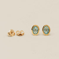 9ct Yellow Gold Blue Topaz Iris Stud Earrings - Earrings - Walker & Hall