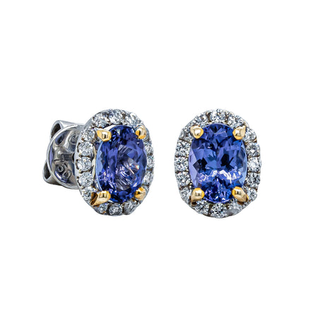 Deja Vu 18ct White Gold Tanzanite & Diamond Stud Earrings - Earrings - Walker & Hall