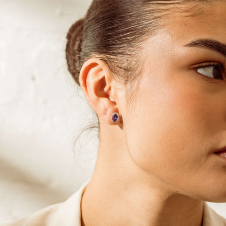 Deja Vu 18ct White Gold Tanzanite & Diamond Stud Earrings - Earrings - Walker & Hall