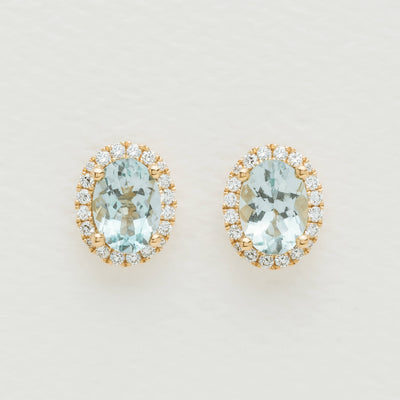 18ct Yellow Gold 1.53ct Aquamarine & Diamond Nina Earrings - Earrings - Walker & Hall