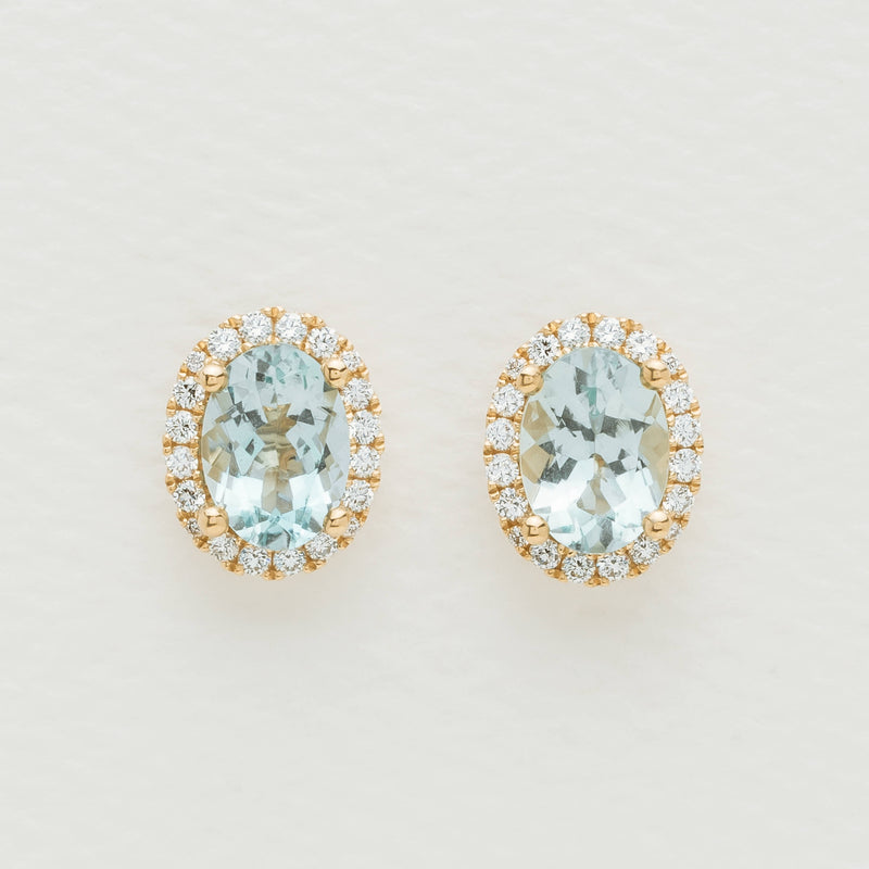 18ct Yellow Gold 1.53ct Aquamarine & Diamond Nina Earrings - Earrings - Walker & Hall