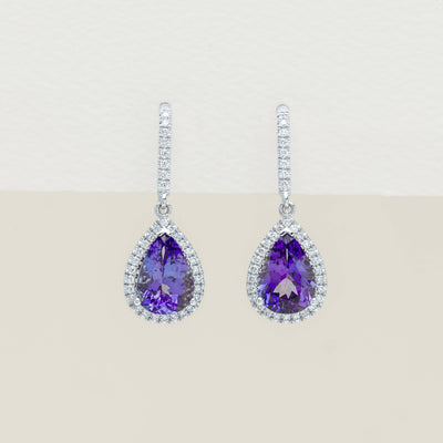 18ct White Gold 3.93ct Tanzanite & Diamond Sierra Earrings - Earrings - Walker & Hall