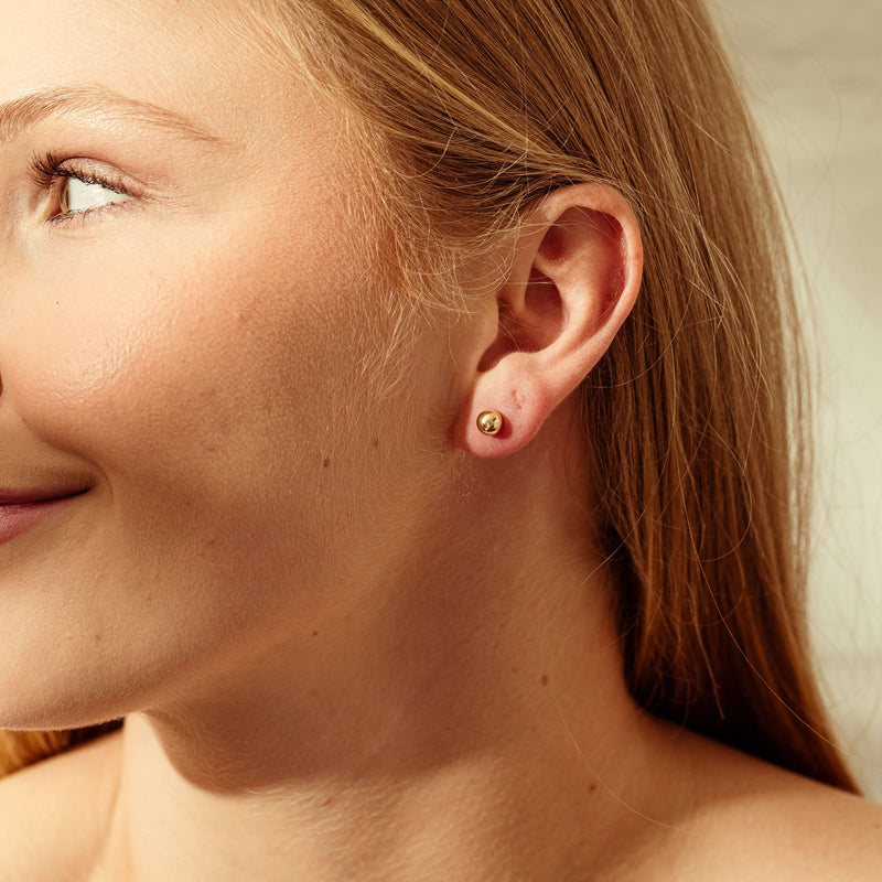 9ct Yellow Gold 6mm Ball Stud Earrings-Earrings-Walker & Hall
